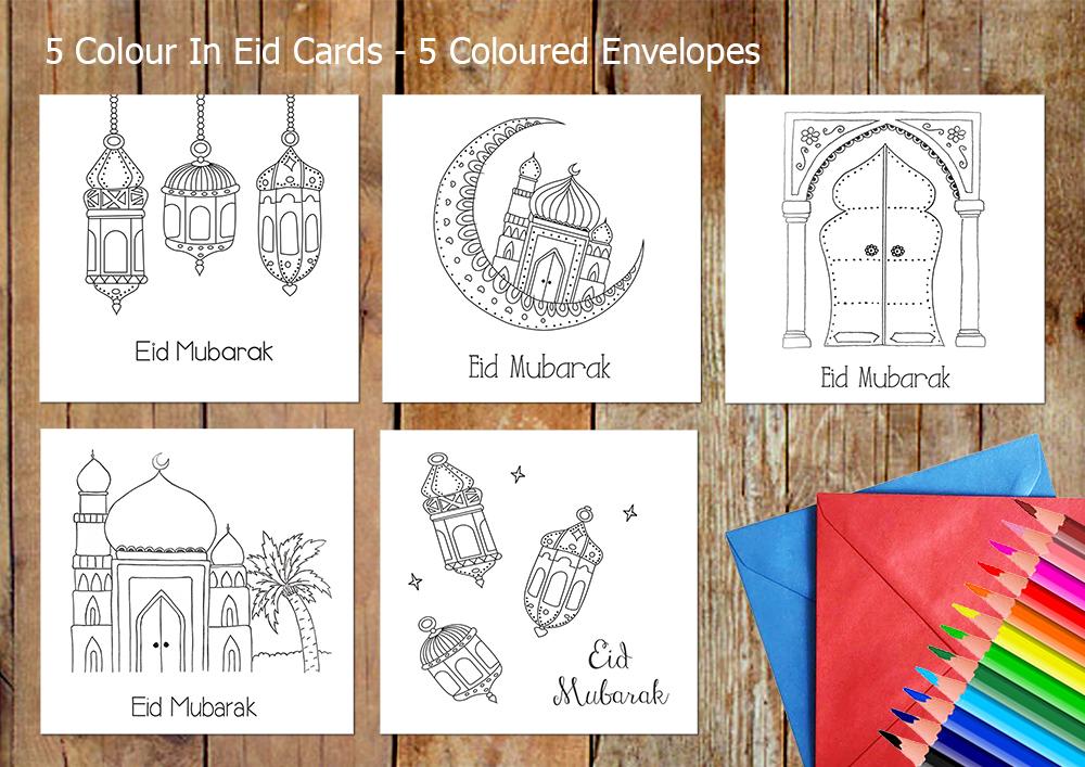 Colour in Eid cards - Mosque Set