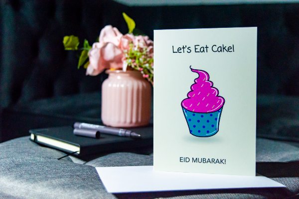 Happy Eid Let's Eat Cake Card